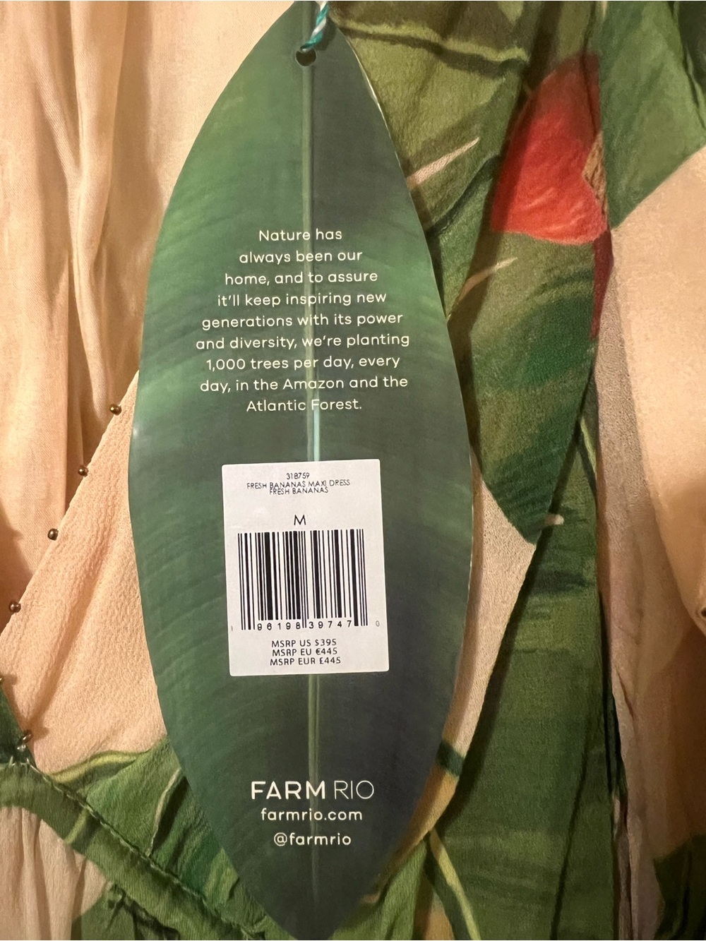 NWT FARM Rio Fresh Bananas Vibrant Green and Beige Maxi Dress Size Medium - Picture 7 of 11